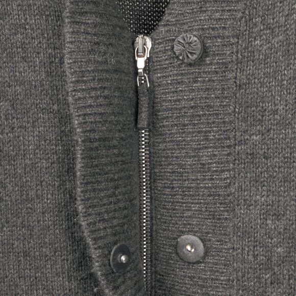 Brunello Cucinelli Grey Cashmere Fur-Trim-Hood Zip Cardigan - Picture 6 of 11